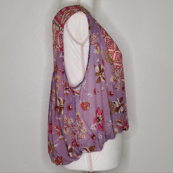 Free People Havana Blue Floral Print Sleeveless Surplice Top - Small - Picture 5 of 15